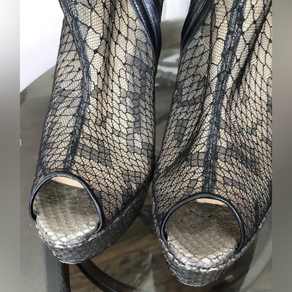 Christian Louboutin 140mm Bridget Python Lace Ank… - image 4